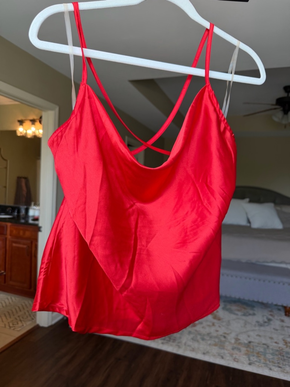 Dizzy Lizzy Red Satin Cowl Camisole - XL